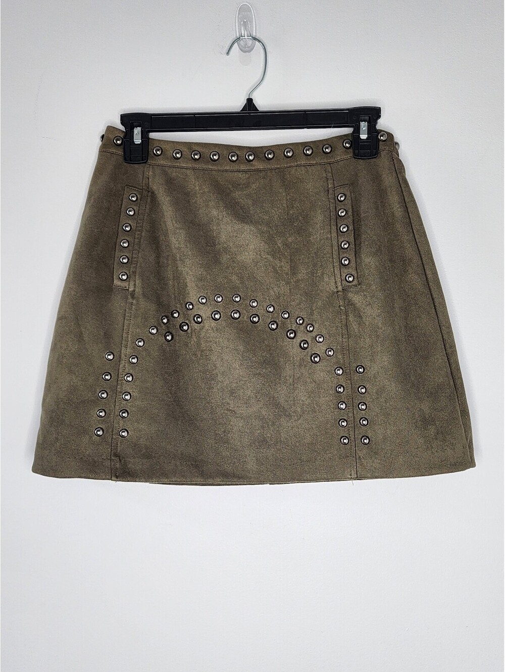 Promesa Olive Green Studded Mini Skirt Size S